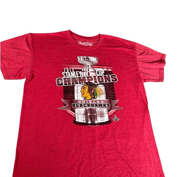 Chicago Blackhawks Men's Sz Large T-Shirt Short Sleeve 2013 Stanley Cup Red - Picture 1 of 9